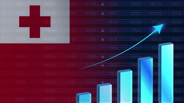 Tonga economy growth concept background.Tonga stock exchange.Tonga flag with stock market graph and bar