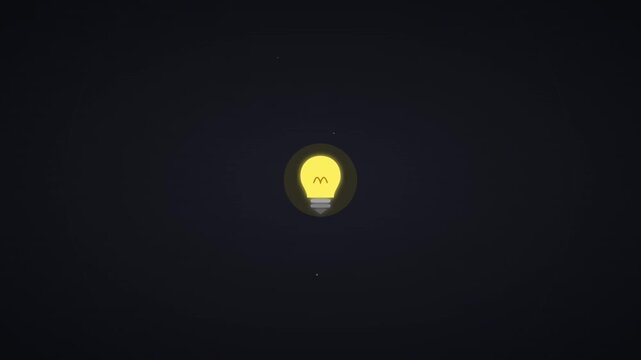 minimalist light bulb icon with expanding yellow radiance waves
