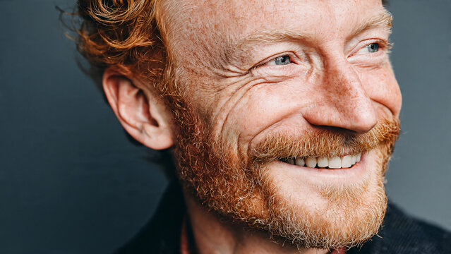 Homme mature roux souriant