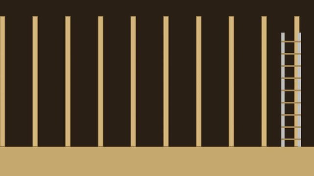 Animated ladder moving between wooden wall studs construction concept animation 4k renovation home improvement