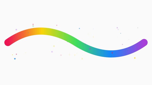 Animated rainbow wave line with floating particles on animation 4k white background
