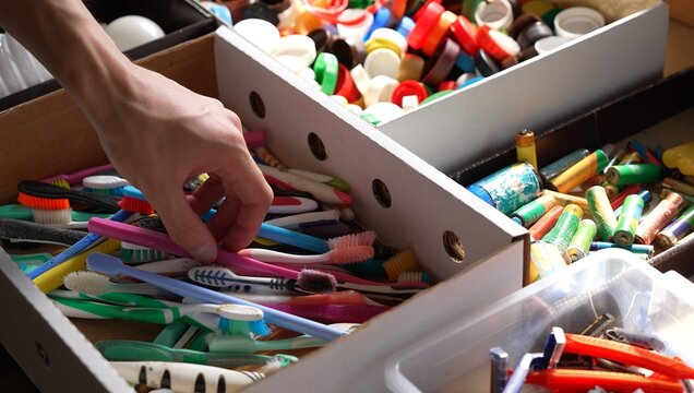 Used toothbrushes waste. Recycling toothbrushes. Waste Management