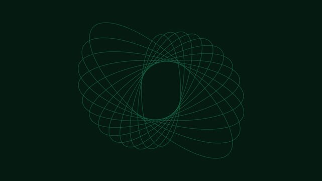Abstract green geometric spirograph motion animation 4k background, with rotating circular, lines