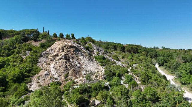 Aerial View of Travertine Formation in Bagno Vignoni, Tuscany