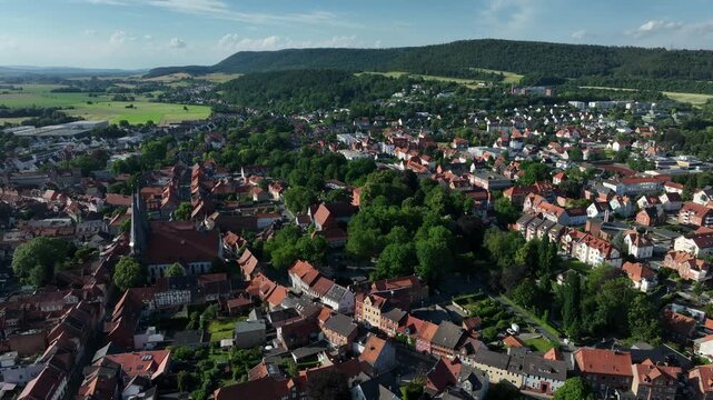 Drone footage of Alfeld Leine, District of Hildesheim, Lower Saxony, Germany