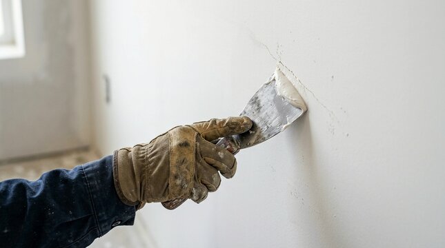 Applying Wall Putty to Repair Interior Drywall Crack