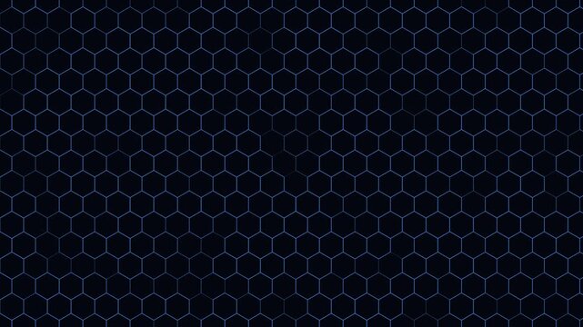 Blue hexagon grid background, digital technology pattern, abstract geometric motion futuristic cyber data network animation 4k