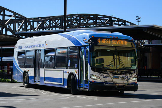 Reno, NV, USA - June 22, 2026; Regional Transportation Commission of Washoe County RTC clean air hybid electric bus