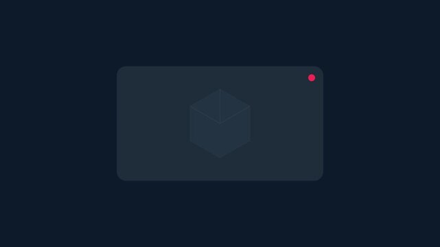 Minimalist 3 d cube wireframe animation on dark 4k background, for tech ui