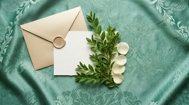 Elegant Jade Flat Lay With White Rose Petals