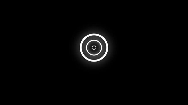 Energetic circle burst animation with multi layered concentric rings on black screen backdrop high definition motion graphics template in 4k video.