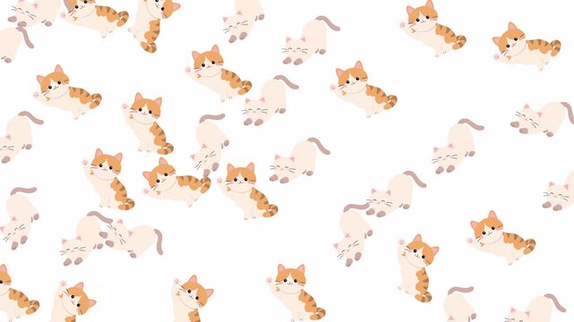Many small cute orange white kitten illustrations suitable for childrens book covers, stationery, fabric prints, and digital designs.