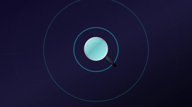 modern search magnifier icon with cyan scanning rings
