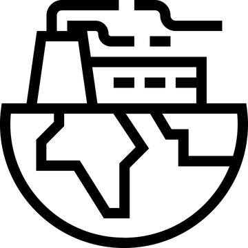 Earth Factory Pollution Outline Icon
