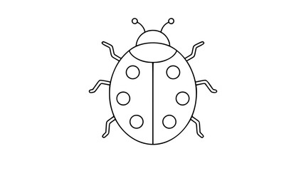 Spotted ladybug vector icon, elegant minimalist hand-drawn outline illustration of garden beetle with antennae, round wings and legs for nature learning, spring crafts and coloring pages © MDNABIULISLAM