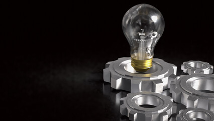 Innovative Light Bulb And Engineering Gear Concept 3d render. © niphon