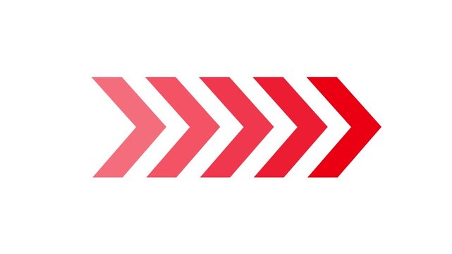 Right-directional arrow loop animation. Abstract directional arrow loading bar animation. Animated road traffic directional arrows sign. Arrow navigation symbol, 4k
