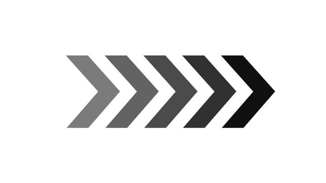 Right-directional arrow loop animation. Abstract directional arrow loading bar animation. Animated road traffic directional arrows sign. Arrow navigation symbol, 4k