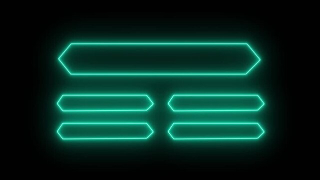 glowing neon quiz frame animation on black background, modern exam and game show banner overlay,Interactive quiz neon line animation with multiple choice options on black background for challenge game