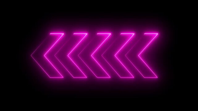 Glowing neon Left-directional arrow loop animation. Animated arrows for the overlay video layer. 4k animation.