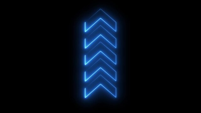 Neon line Arrow icon concept animation down to up direction looping arrow loading and navigation symbol on black background, Dow to up-directional arrow loop animation .Arrow sign animated 