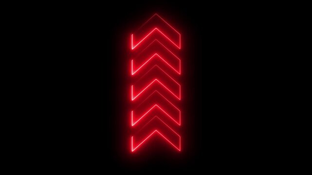 Neon line Arrow icon concept animation down to up direction looping arrow loading and navigation symbol on black background, Dow to up-directional arrow loop animation .Arrow sign animated 