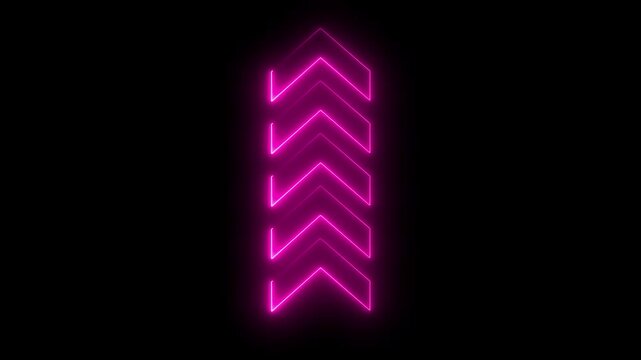 Neon line Arrow icon concept animation down to up direction looping arrow loading and navigation symbol on black background, Dow to up-directional arrow loop animation .Arrow sign animated 