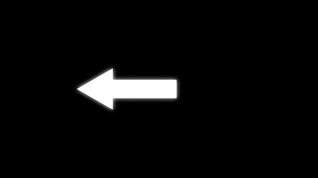Arrow pointing left direction symbol indicating back or previous page. simple red pointer showing opposite direction. arrow extending on black background