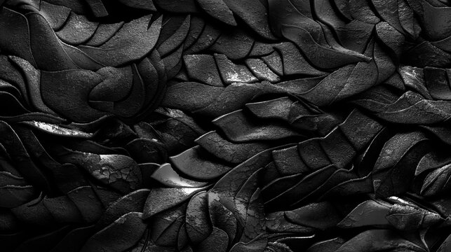  Fondo abstracto de textura de roca con patr&oacute;n de hojas en blanco y negro. Textura de hoja en capas monocrom&aacute;ticas que se asemeja a la formaci&oacute;n rocosa. Sugiere elegancia, misterio y complejidad.