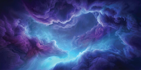 Cosmic Nebula Swirl: A breathtaking cosmic nebula, swirling with vibrant hues of deep purple and electric blue, evokes the vastness and mystery of the universe, a celestial canvas of cosmic creation. © Kaosar