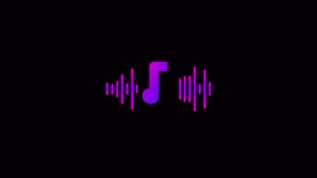 music note melody icon with dancing sound waveforms