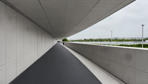 Modern sheltered pedestrian walkway for urban disaster prevention