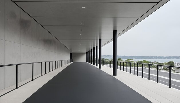Modern sheltered pedestrian walkway for urban disaster prevention