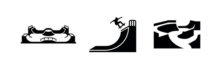 Skate Park Elements with Skater Icons Set © Lili