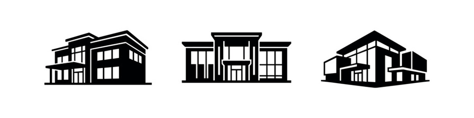 Fototapeta premium Modern Corporate Office Building and Commercial Architecture Silhouettes for Real Estate Design