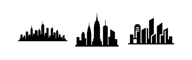 Obraz premium Modern City Skyline and Skyscraper Silhouettes for Urban Development and Real Estate Concepts