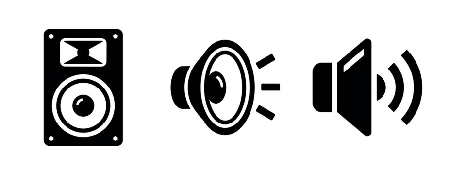 Audio Speaker and Sound Volume Silhouette Collection for Media Player and Communication Icons