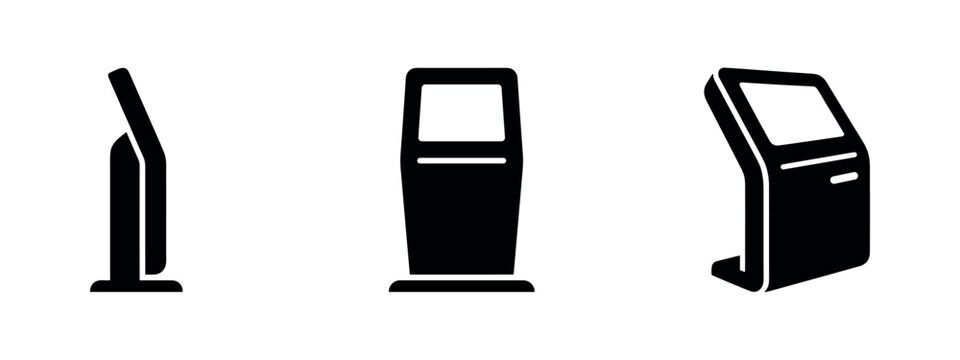 Digital Self Service Kiosk and Information Touchscreen Terminal Silhouettes for Retail and Travel