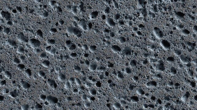 Top view macro texture of a porous grey pumice stone or dried sea foam structure with intricate cellular holes