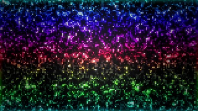 キラキラ光る虹のLEDましかくピクセル背景 シームレスループ