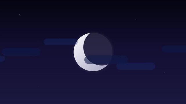 night moon icon with drifting cloud motion graphics