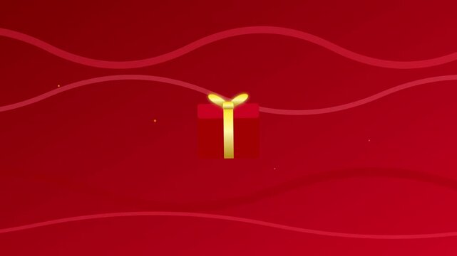 opening gift icon on festive red ribbon background