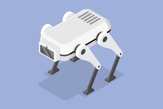 3D Isometric Flat Vector Illustration of Military Robot Dog, Futuristic Quadruped Machine
