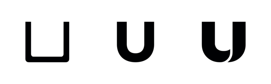 U-Shape Profile Icons Set. U-Beam Metal Silhouette Collection. Industrial Structural Element Vector Illustration.
