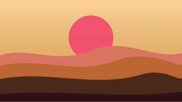 Organic Warm Sunset Mountain Landscape Vector Graphic