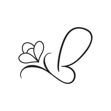 letter B flower unique monogram script