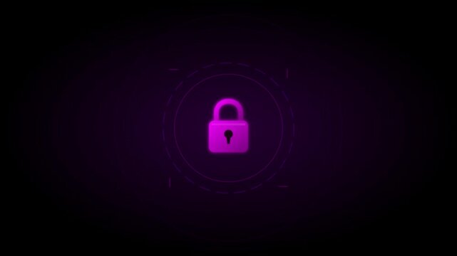 privacy padlock security icon with magenta encryption rings