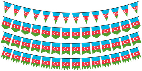 Fototapeta premium set collections Azerbaijan flag bunting garlands. Azerbaijan flag festive pennants. Azerbaijan flag decorating celebration design vector illustration