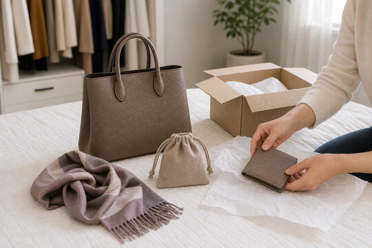 closet cleanout with handbag wallet scarf and pouch