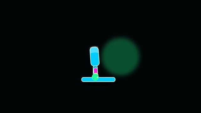A fluid animation showing balls falling into a tube which relates to university life and interdisciplinary research projects through simple minimalist abstract digital motion graphic visuals